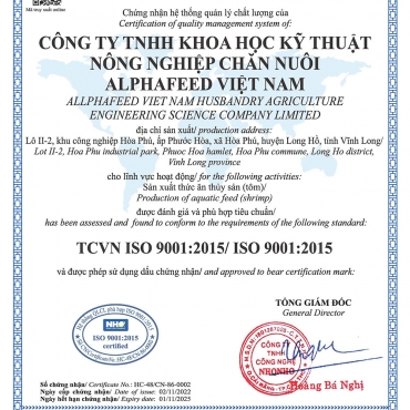 Chứng nhận TCVN ISO 9001:2015/ ISO 9001:2015, TCVN ISO 22000:2018/ ISO 22000:2018