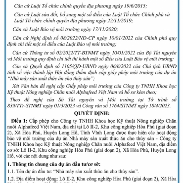 GIẤY PHÉP MÔI TRƯỜNG NĂM 2023